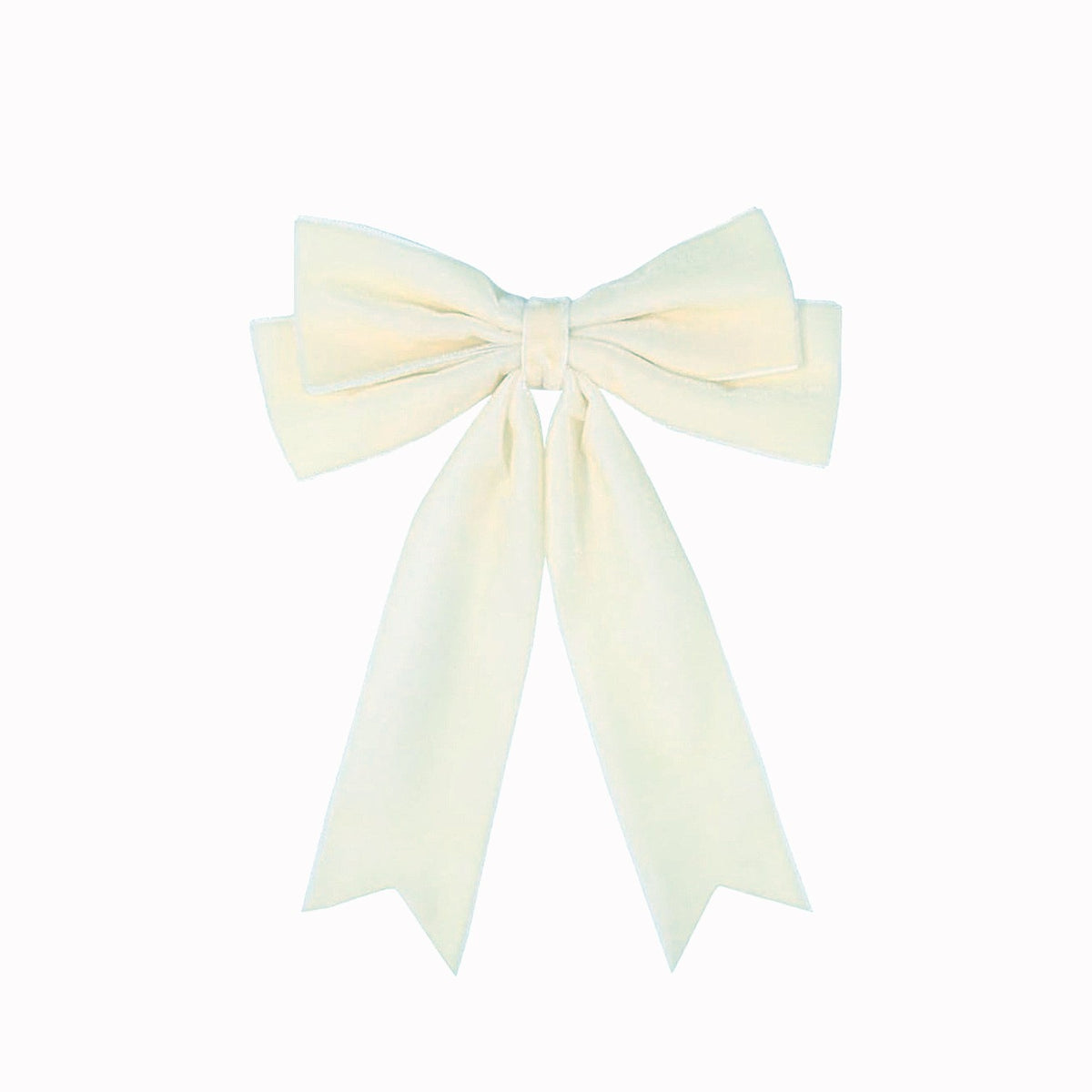 Oversized Velvet Bow Barrette Hair Clip - White