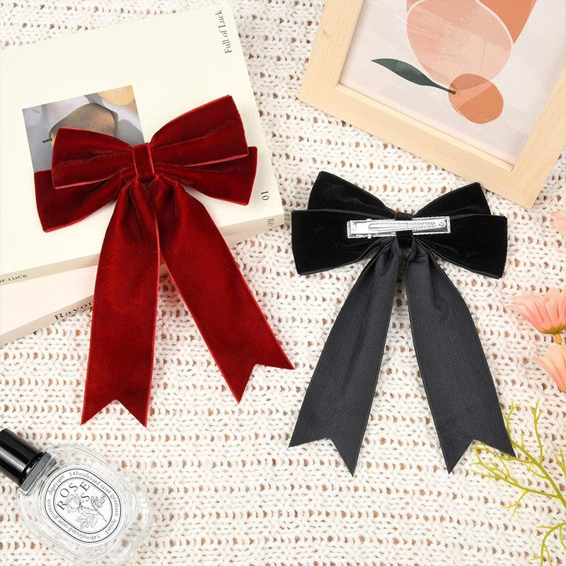 Oversized Velvet Bow Barrette Hair Clip - view 1