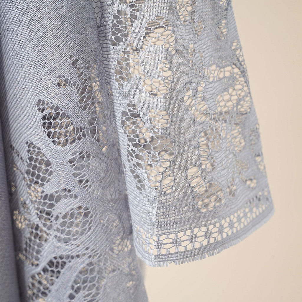 Sheer Lace Tassel Hem Kimono Wrap - Grey - 1