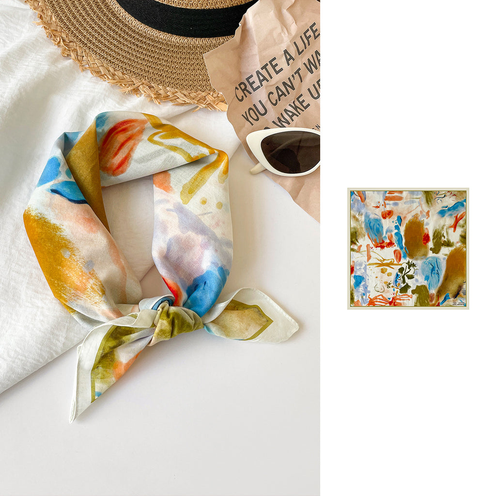 Watercolor Art Print Square Bandana Scarf - NO-1 - 1