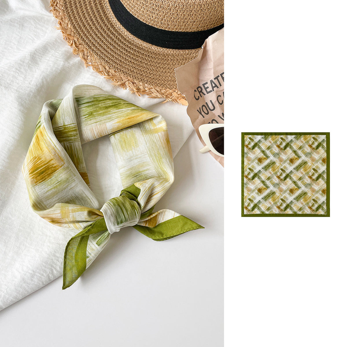 Watercolor Art Print Square Bandana Scarf - NO-2 - 1