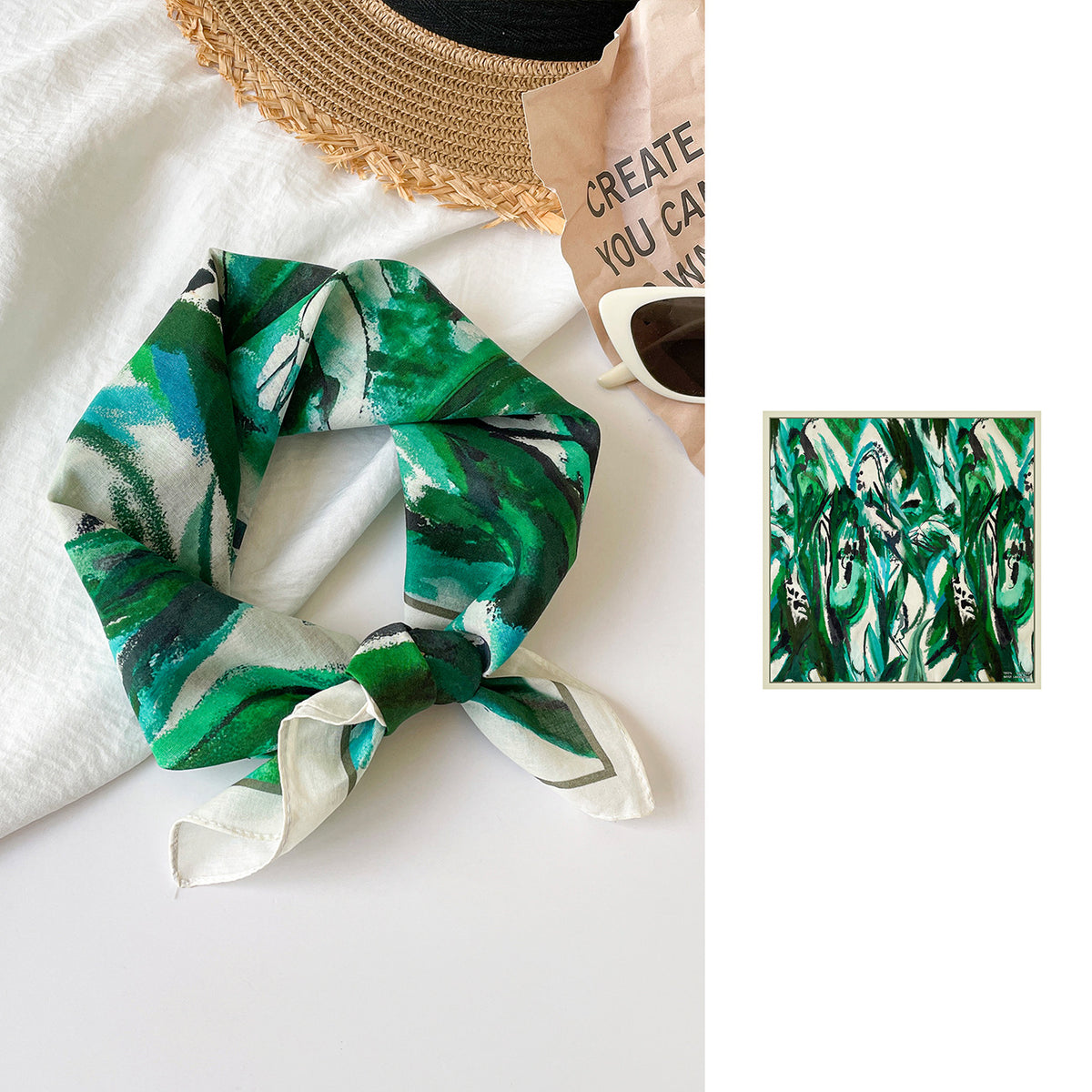 Watercolor Art Print Square Bandana Scarf - NO-7 - 1