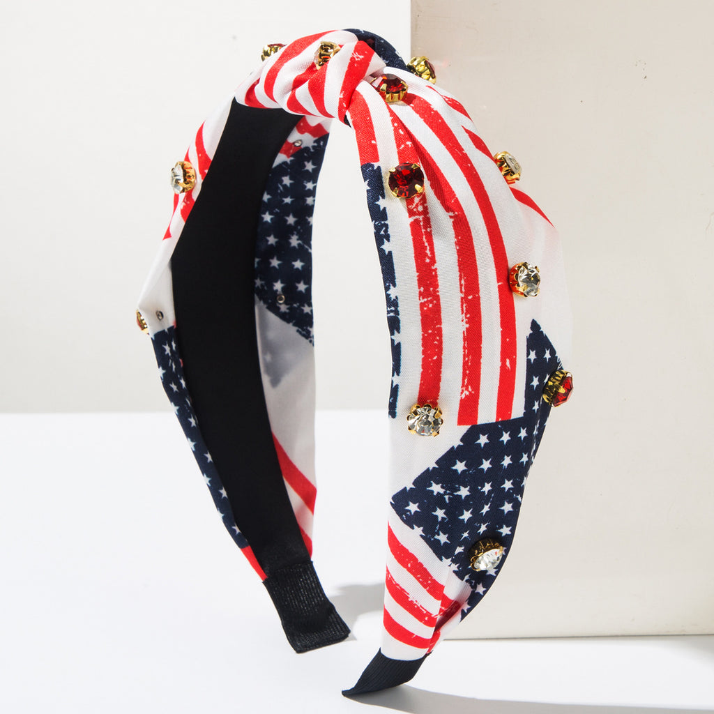 Jeweled Flag Patchwork Knot Headband - C4
