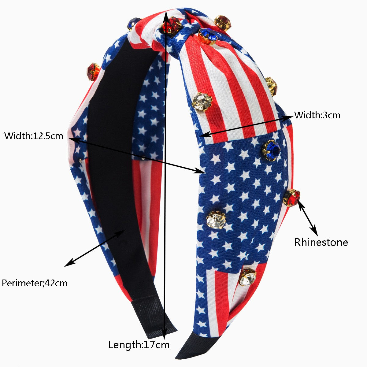 Jeweled Flag Patchwork Knot Headband
