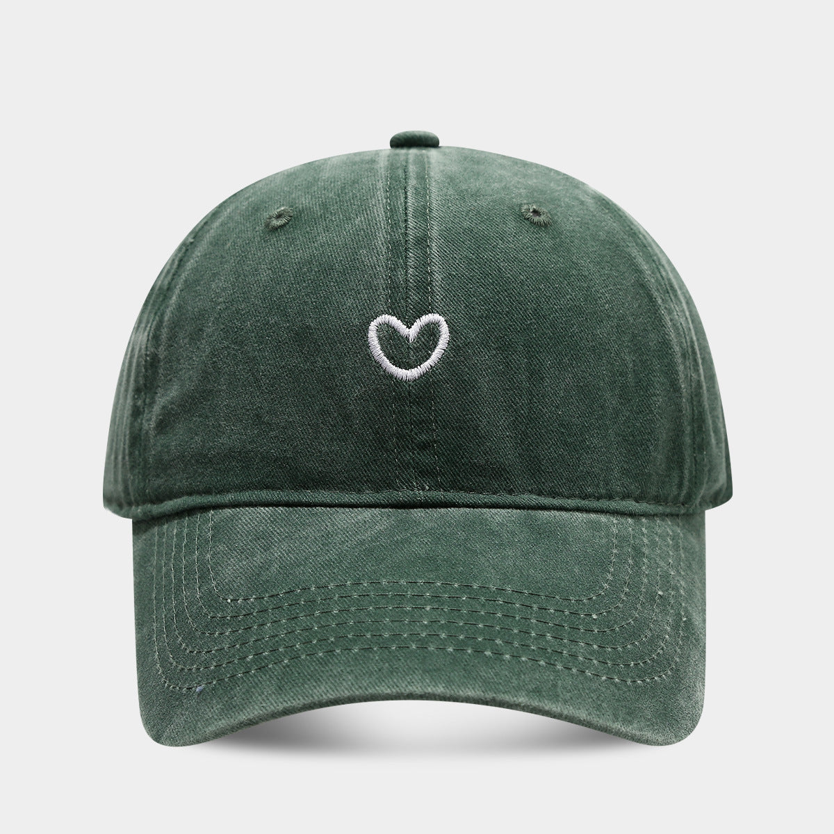 Tiny Heart Stitch Washed Baseball Cap - Color_07