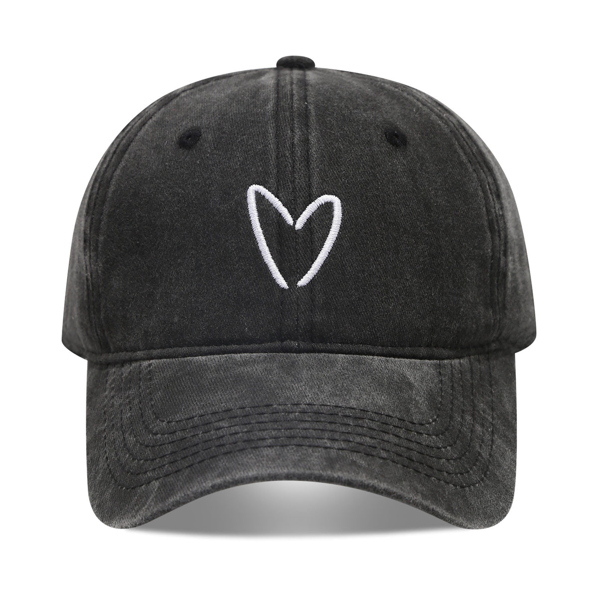 Tiny Heart Stitch Washed Baseball Cap - Color_17