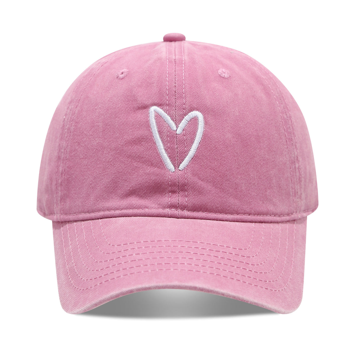 Tiny Heart Stitch Washed Baseball Cap - Color_19