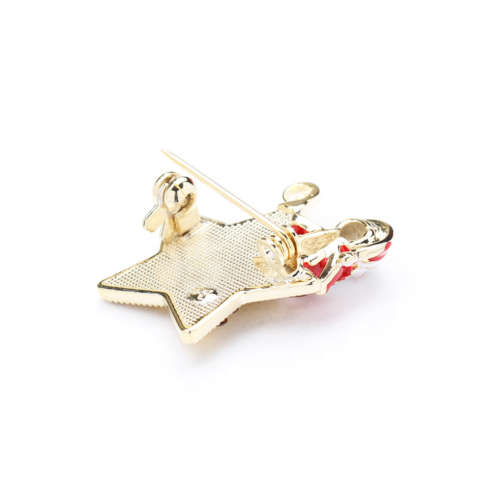 Sequin Star Santa Christmas Brooch - Gold - 2
