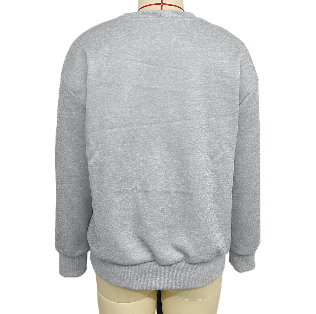 Oversized Crewneck Sweatshirt With Bow Graphic - Grey - 2