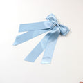 Satin Bow Barrette With Long Ribbon Tails - LakeBlue