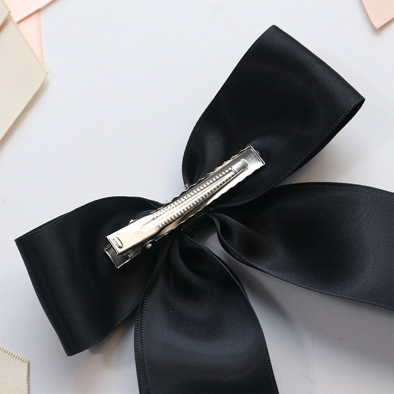 Satin Bow Barrette With Long Ribbon Tails - view 1