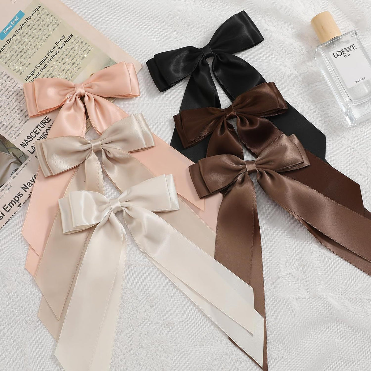 Satin Bow Barrette With Long Ribbon Tails - view 3