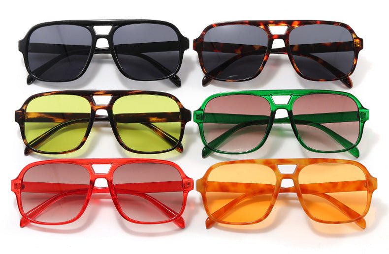 Twin Bar Tinted Lens Aviator Sunglasses