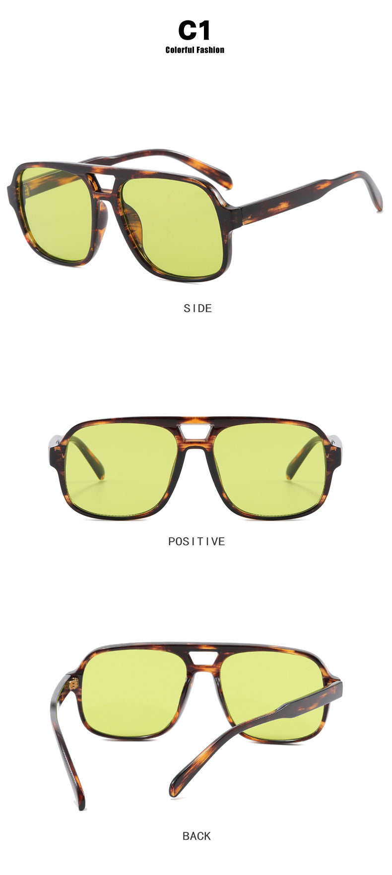 Twin Bar Tinted Lens Aviator Sunglasses - view 2