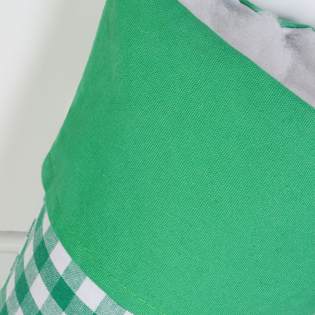 Two-Tone Gingham Drawstring Santa Sack With Bow - Green - 1