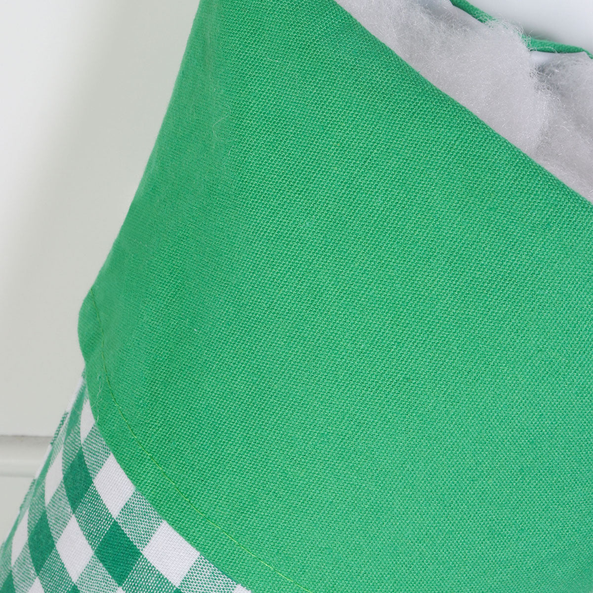 Two-Tone Gingham Drawstring Santa Sack With Bow - Green - 1