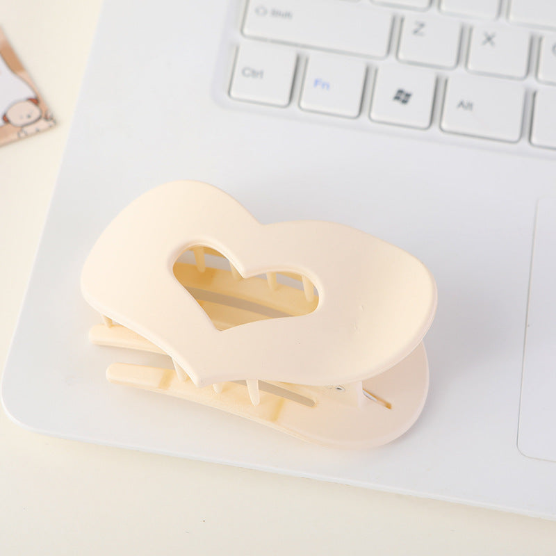 Matte Heart Cutout Claw Hair Clip - beige