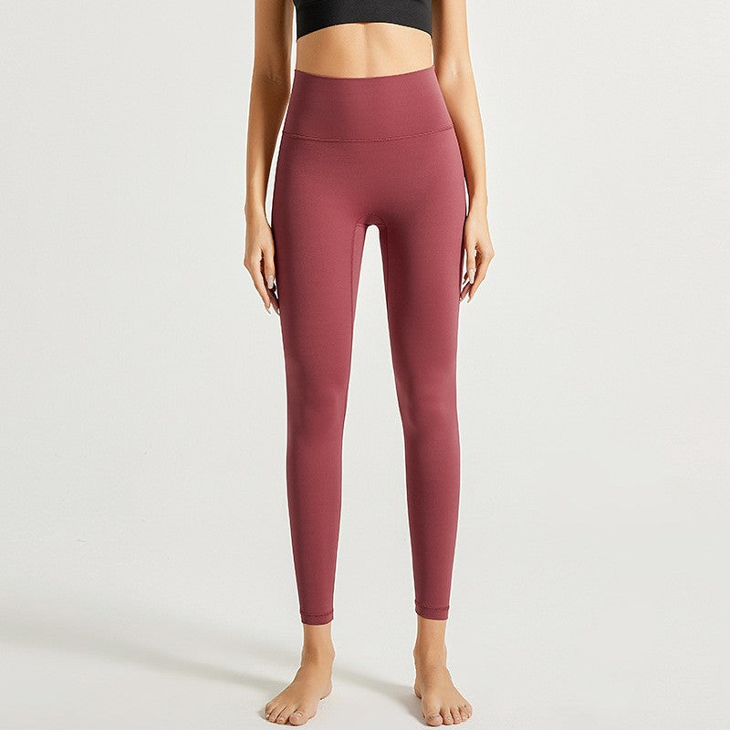 Buttery Soft High Rise Yoga Leggings With Hidden Pocket - Wine Red