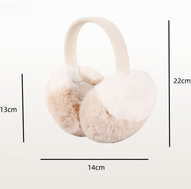 Two Tone Fluffy Pom Pom Earmuffs - Apricot