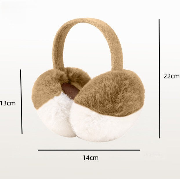 Two Tone Fluffy Pom Pom Earmuffs - Coffee