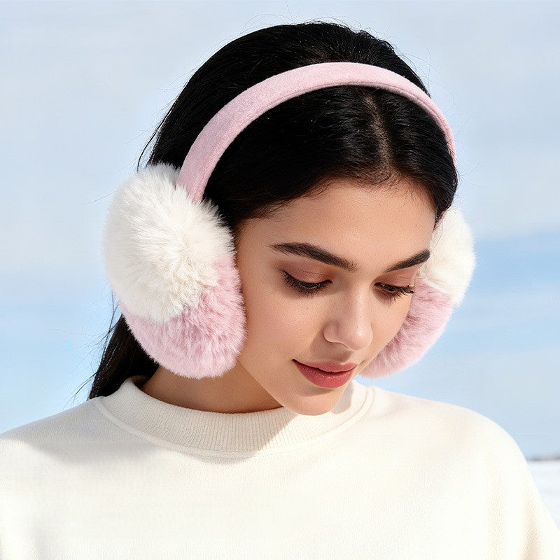 Two Tone Fluffy Pom Pom Earmuffs - view 1