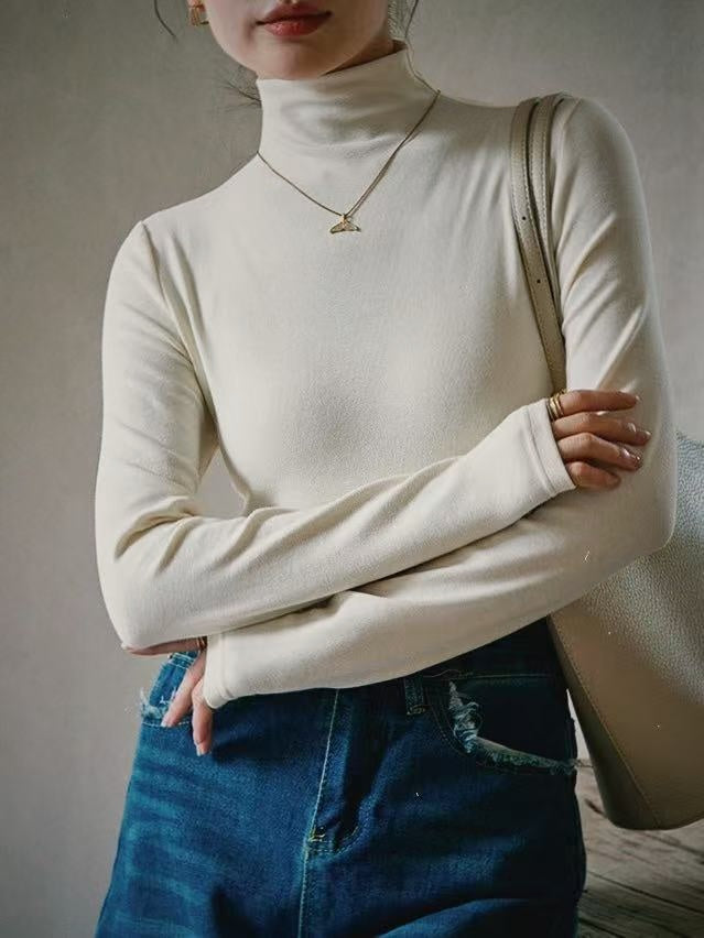 Fitted Mock Neck Ribbed Layering Top