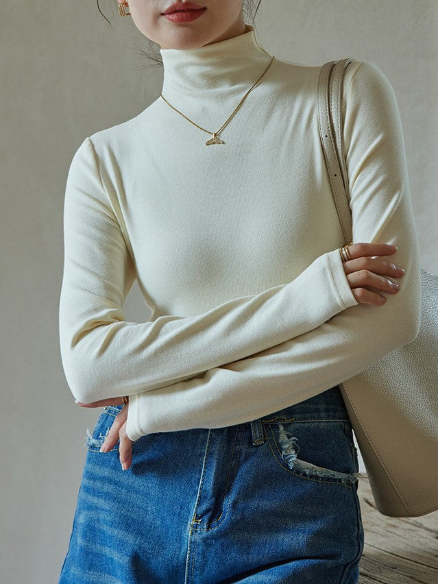 Fitted Mock Neck Ribbed Layering Top - view 2