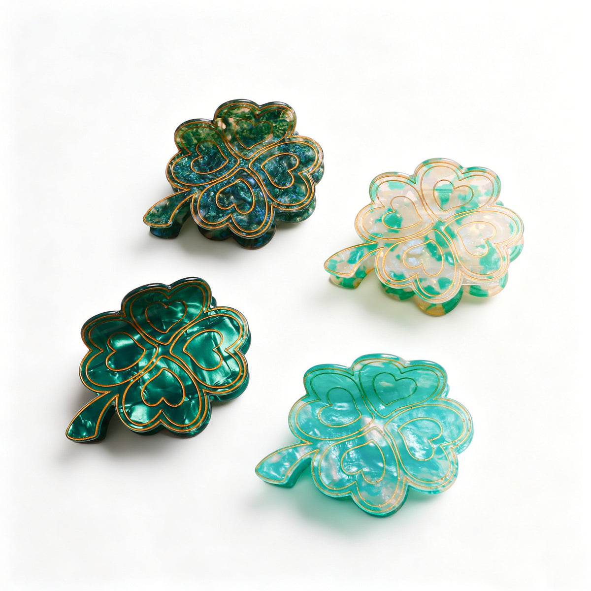 Four Leaf Clover Marbled Hair Claw Clip - view 2