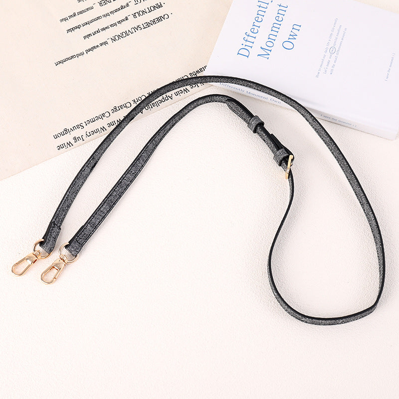 Glitter Finish Slim Lanyard Shoulder Strap - Black