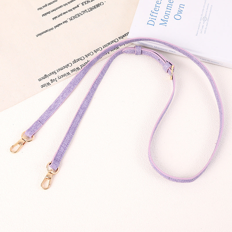 Glitter Finish Slim Lanyard Shoulder Strap - Purple