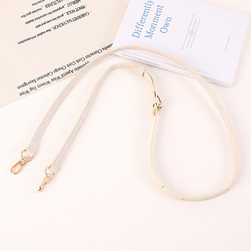 Glitter Finish Slim Lanyard Shoulder Strap - White