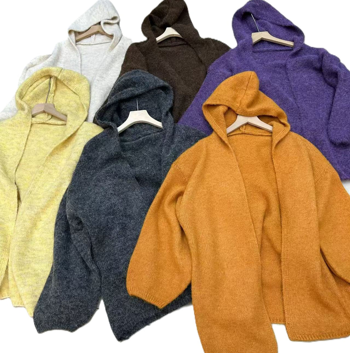 Oversized Hooded Open Front Knit Cardigan - Darkgrey - 2