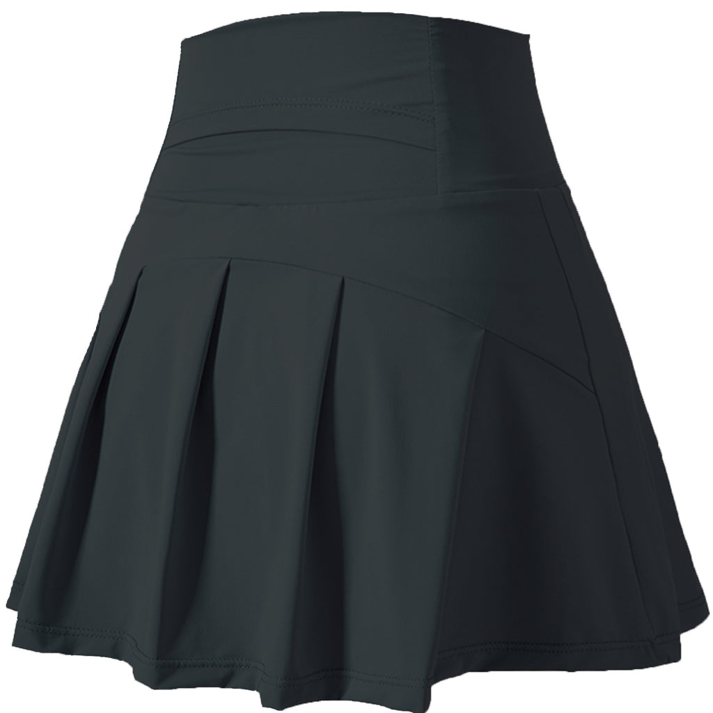 Pleated Tennis Skirt With Built In Shorts - Black