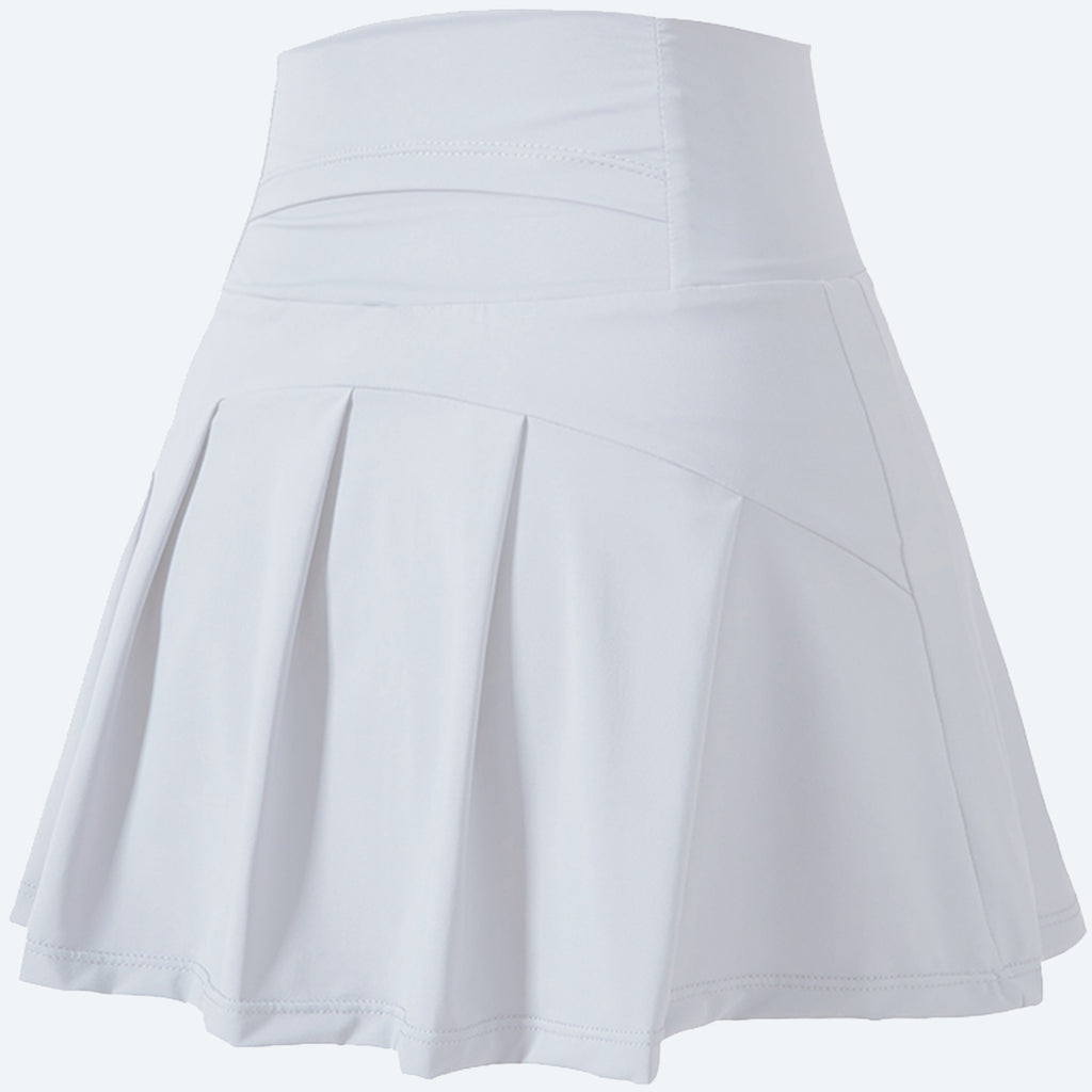Pleated Tennis Skirt With Built In Shorts - White