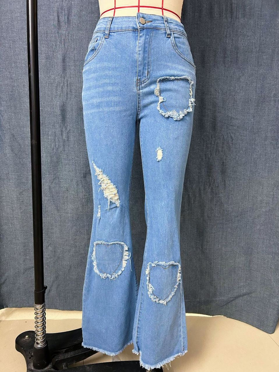 Heart Patch Distressed Flare Jeans - view 4