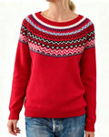Vintage Snowflake Yoke Jacquard Pullover Sweater - C10