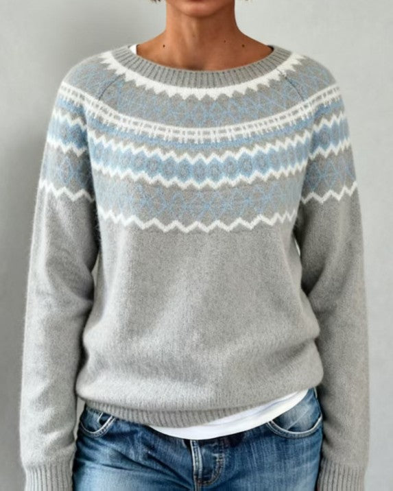 Vintage Snowflake Yoke Jacquard Pullover Sweater - C5