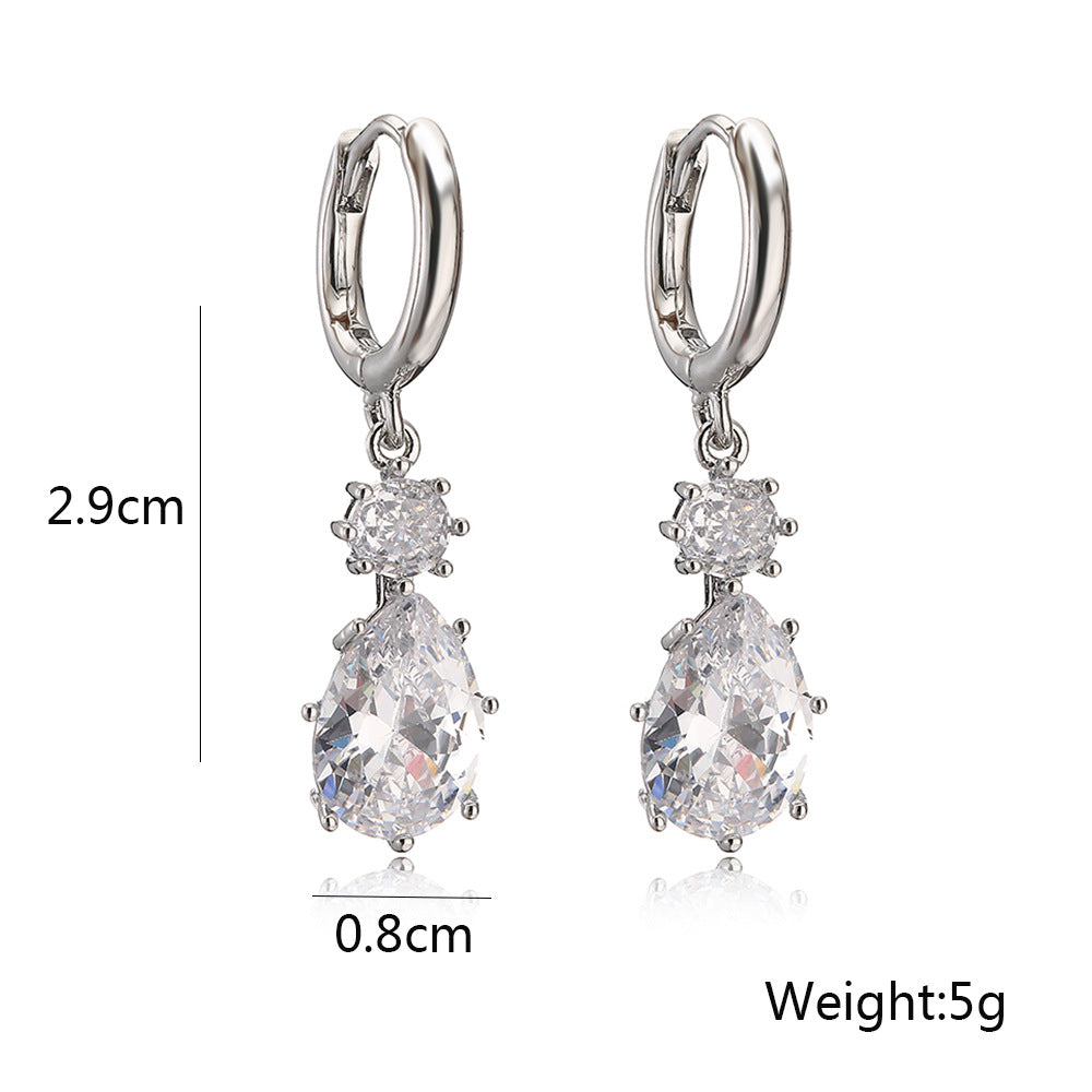 Pear Cut Crystal Drop Huggie Earrings - view 1