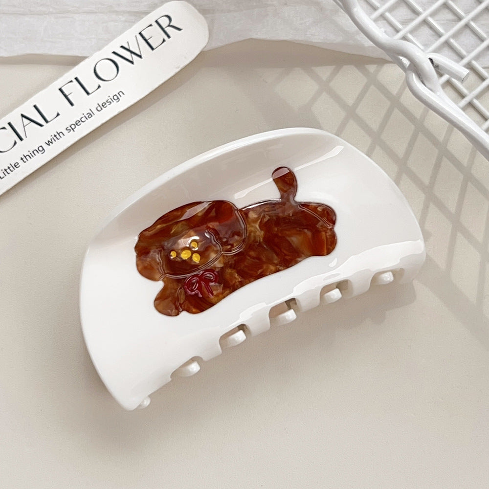 Painted Puppy Rectangle Claw Clip - Color_2