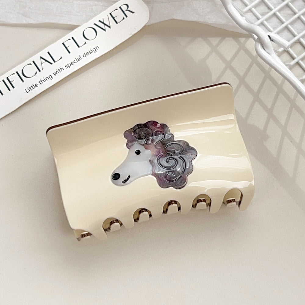Painted Puppy Rectangle Claw Clip - Color_3