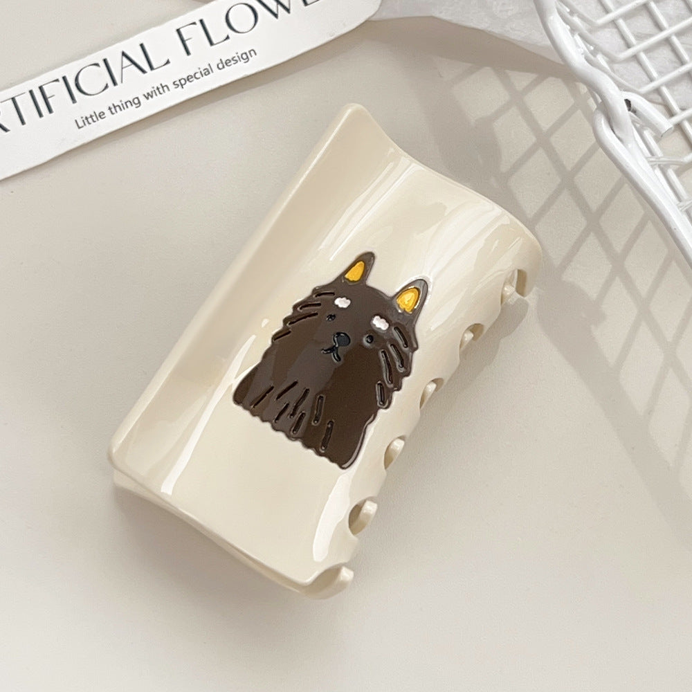 Painted Puppy Rectangle Claw Clip - Color_4