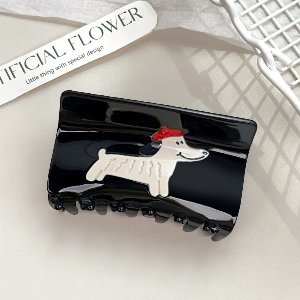 Painted Puppy Rectangle Claw Clip - Color_5