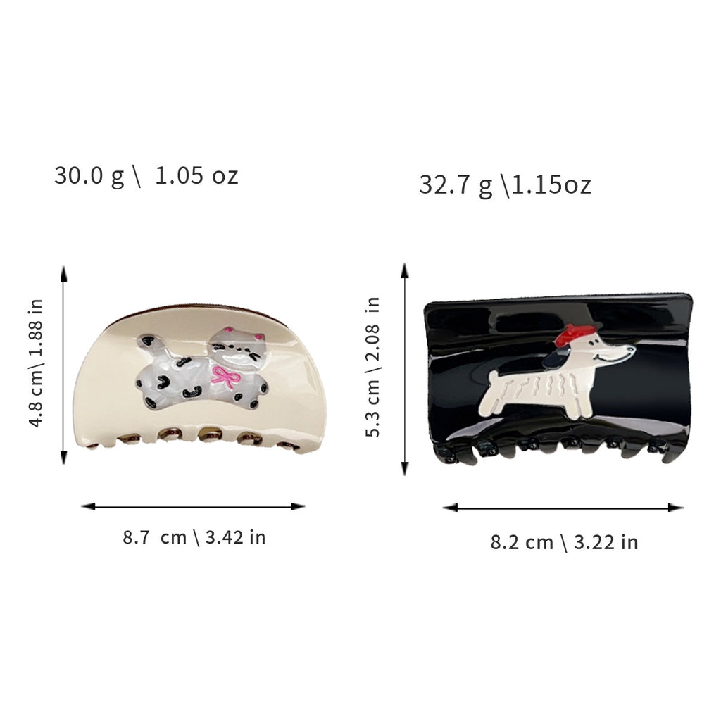 Painted Puppy Rectangle Claw Clip - view 1