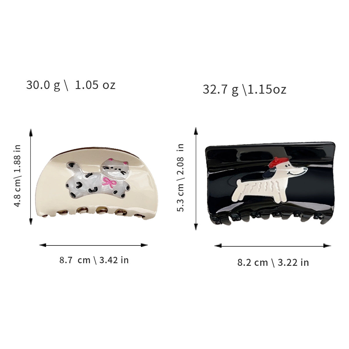 Painted Puppy Rectangle Claw Clip - view 1