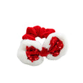 Sequin Bow Velvet Holiday Scrunchie - Red