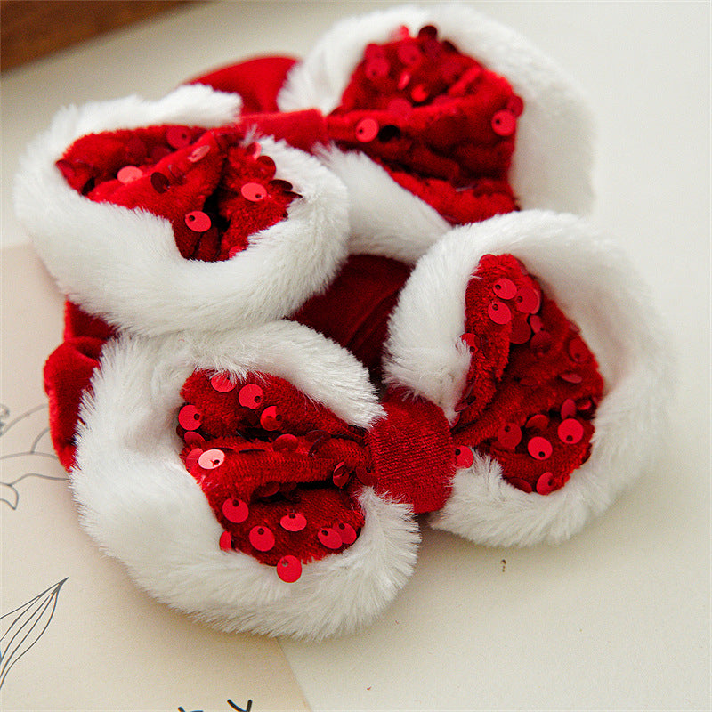 Sequin Bow Velvet Holiday Scrunchie - view 2