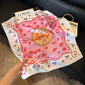 Cowgirl Motif Silky Square Bandana - PINK