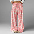 Fuzzy Star Print Drawstring Pyjama Pants - Red