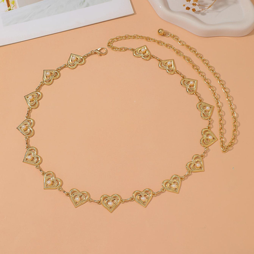 Open Heart Link Body Chain Belly Waist Jewelry - Gold - 1