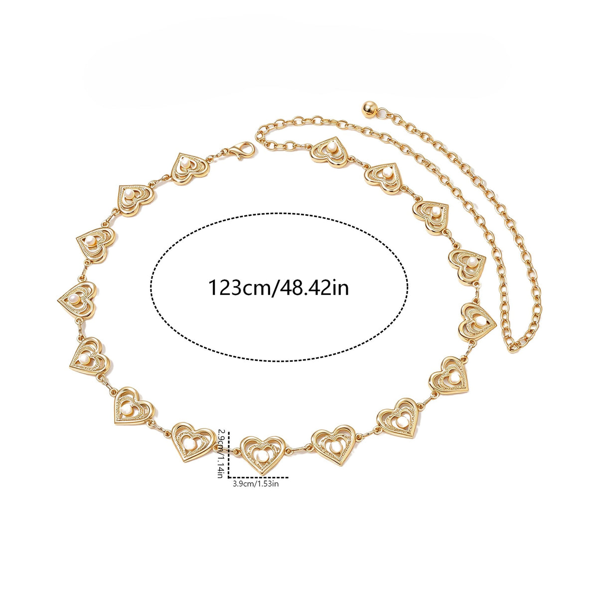 Open Heart Link Body Chain Belly Waist Jewelry - Gold - 2